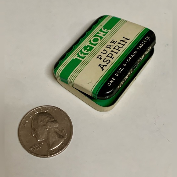 Mid Century Vintage TEE TONE Pure Aspirin Hinge Lidded Medicine Tin - Picture 13 of 16